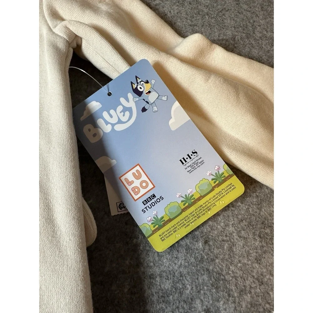 Toddler 4T Bluey 2-Piece Fleece Cotton Sweatsuit Set Hoodie & Pants Cream New